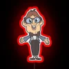 'nerdy guy with big geeky glasses rgb neon sign red'