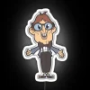nerdy guy with big geeky glasses rgb neon sign on white background