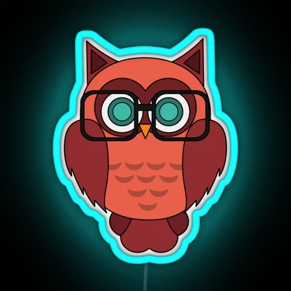 Nerdy Orange Owl RGB Neon Sign