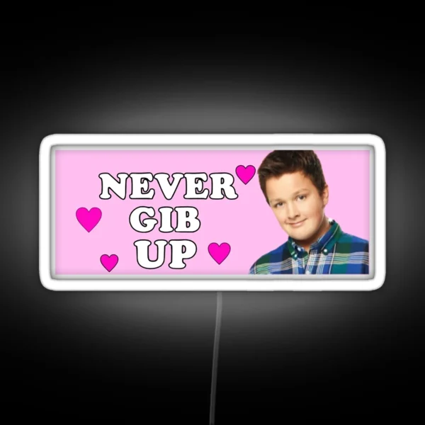 Never Gib Up Bumper Car RGB Neon Sign