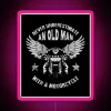 never underestimate an old man with a motorcycle neon sign rgb pink