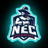 Neon sign displaying the New England College Pilgrims logo in vibrant RGB colors.