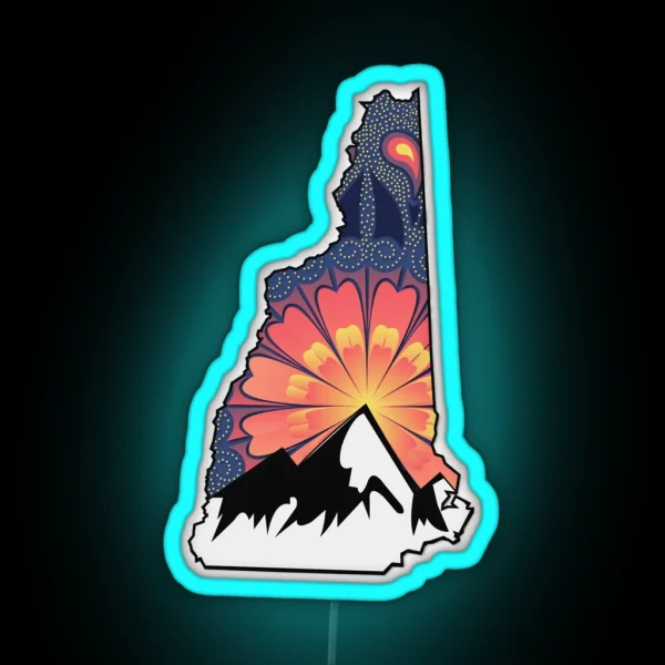 New Hampshire Orange Mt RGB Neon Sign