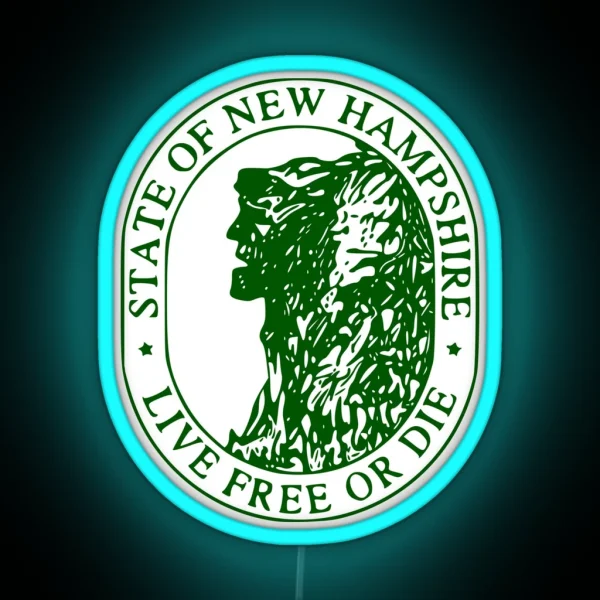 New Hampshire State Emblem Live Free Or Die RGB Neon Sign