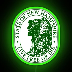 New Hampshire State Emblem Live Free Or Die RGB Neon Sign