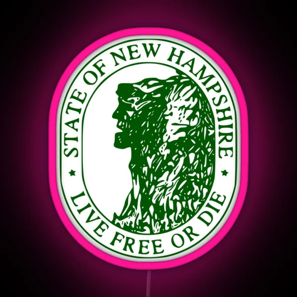 New Hampshire State Emblem Live Free Or Die RGB Neon Sign