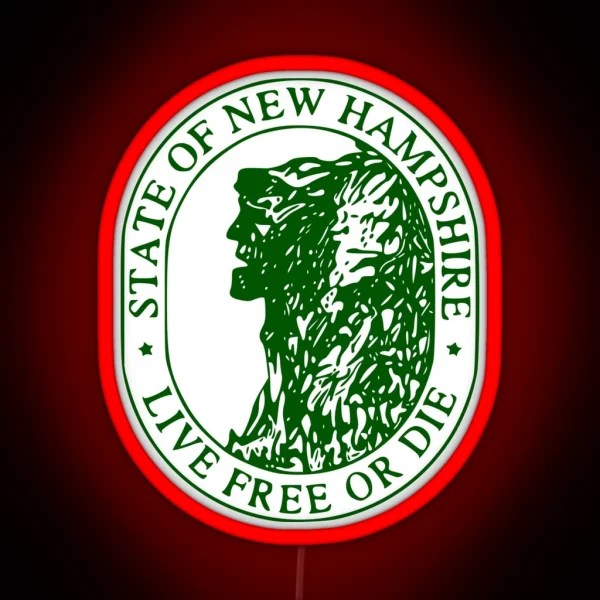 New Hampshire State Emblem Live Free Or Die RGB Neon Sign