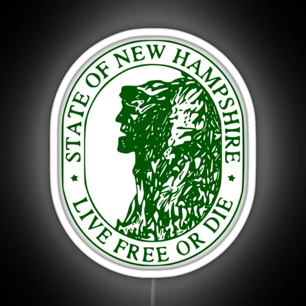 New Hampshire State Emblem Live Free Or Die RGB Neon Sign