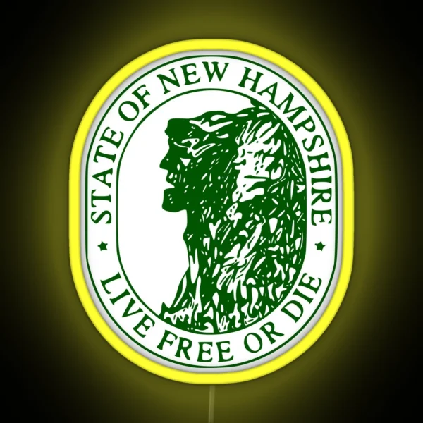 New Hampshire State Emblem Live Free Or Die RGB Neon Sign