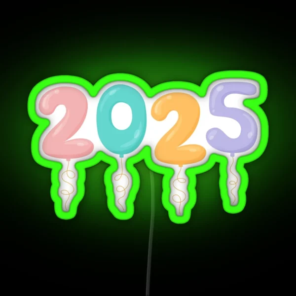 New Year 2025 Balloons Numbers Print RGB Neon Sign