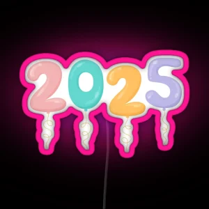 New Year 2025 Balloons Numbers Print RGB Neon Sign