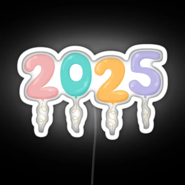 New Year 2025 Balloons Numbers Print RGB Neon Sign