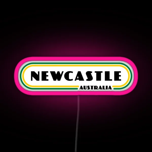 Newcastle City Aussie Australia Retro Vintage Lines RGB Neon Sign