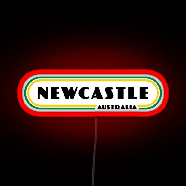 Newcastle City Aussie Australia Retro Vintage Lines RGB Neon Sign