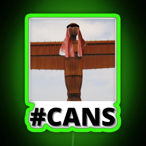 Newcastle United NUFC Takeover Design Saudi Angel Of The North Cans Men S White Led RGB Neon Sign