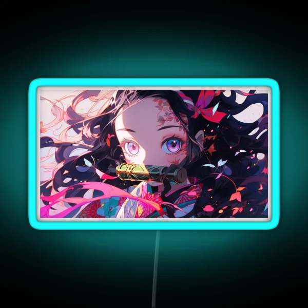Nezuko Cute Anime Girl RGB Neon Sign