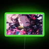 Cute Anime Girl Nezuko with RGB Neon Sign in Green