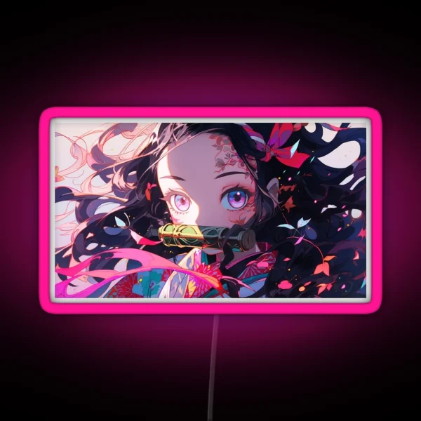 Nezuko Cute Anime Girl RGB Neon Sign