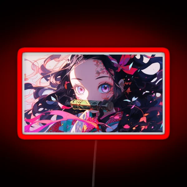 Nezuko Cute Anime Girl RGB Neon Sign