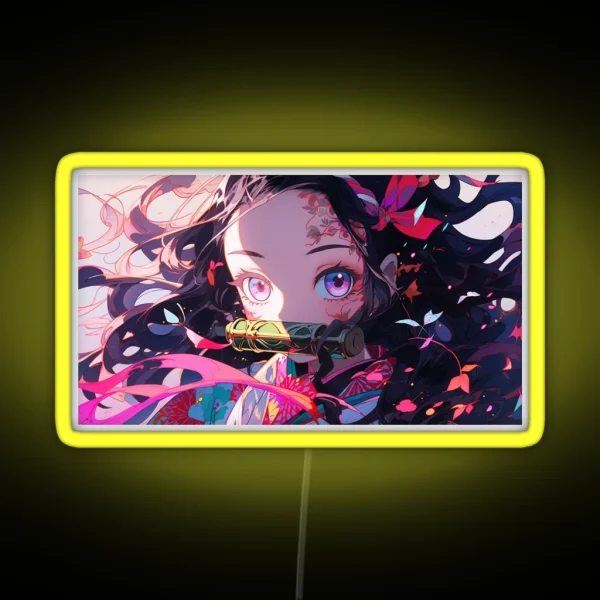 Nezuko Cute Anime Girl RGB Neon Sign