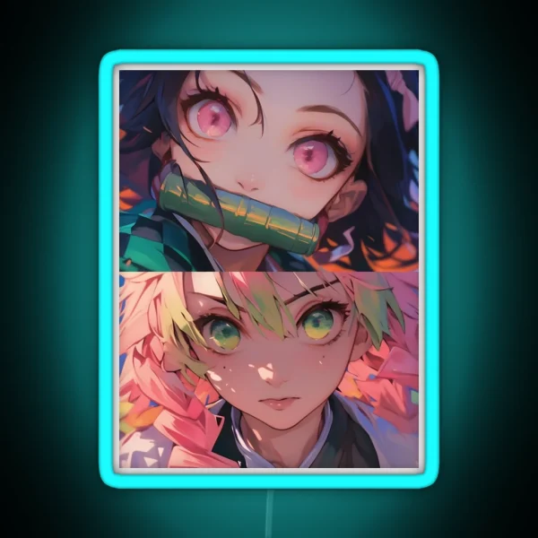 Nezuko Kamado And Mitsuri Kanroji Demon Slayer 3 RGB Neon Sign