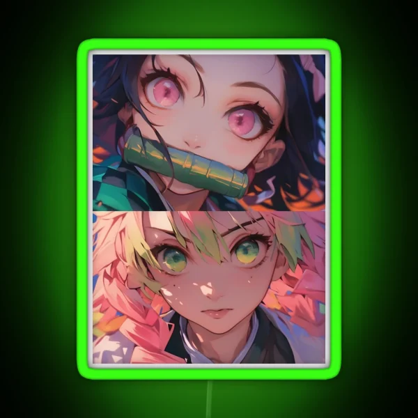 Nezuko Kamado And Mitsuri Kanroji Demon Slayer 3 RGB Neon Sign