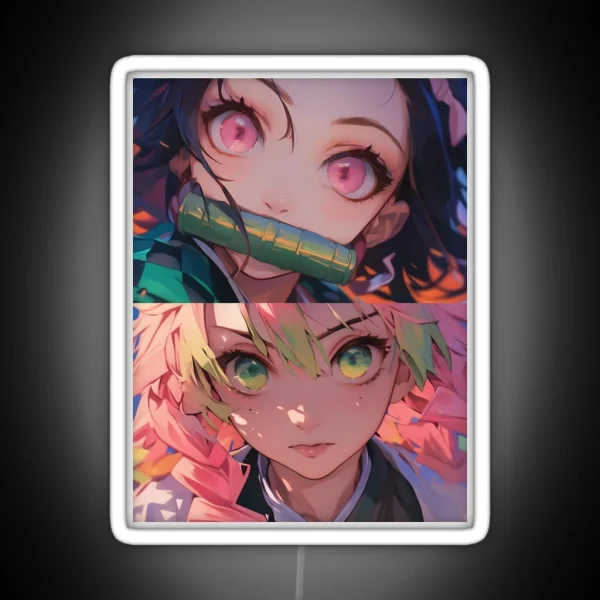 Nezuko Kamado And Mitsuri Kanroji Demon Slayer 3 RGB Neon Sign