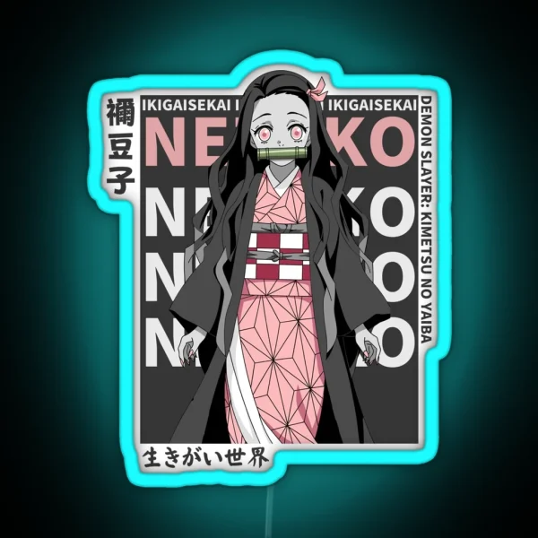 Nezuko Kamado Anime Magazine Style RGB Neon Sign