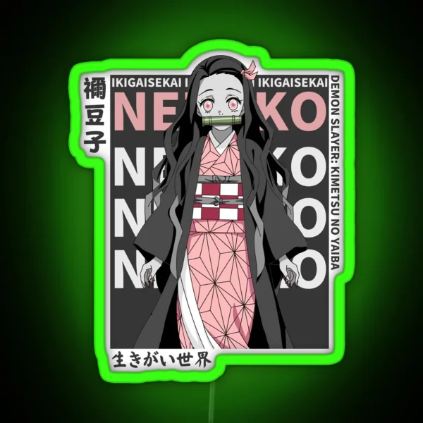 Nezuko Kamado Anime Magazine Style RGB Neon Sign