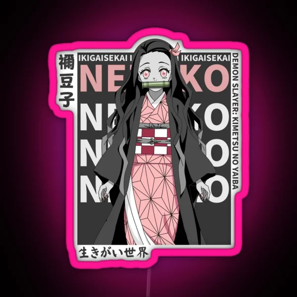 Nezuko Kamado Anime Magazine Style RGB Neon Sign