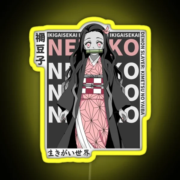 Nezuko Kamado Anime Magazine Style RGB Neon Sign