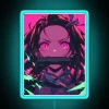 Neon Blue Art of Nezuko Kamado from Demon Slayer
