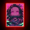 Nezuko Kamado from Demon Slayer - vibrant neon RGB art with red design.