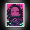 Nezuko Kamado from Demon Slayer in a vibrant RGB neon sign design.