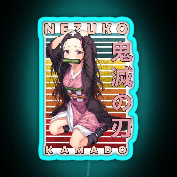 Nezuko Kamado Demon Slayer Retro Anime Design RGB Neon Sign