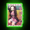 Nezuko Kamado Demon Slayer retro anime design RGB neon sign vibrant green
