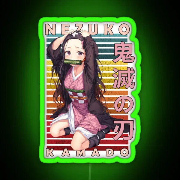 Nezuko Kamado Demon Slayer Retro Anime Design RGB Neon Sign