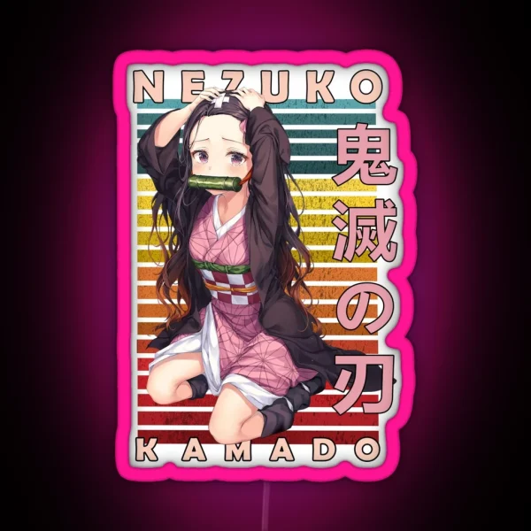 Nezuko Kamado Demon Slayer Retro Anime Design RGB Neon Sign