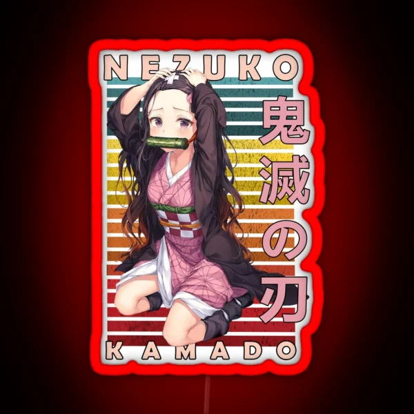 Nezuko Kamado Demon Slayer Retro Anime Design RGB Neon Sign