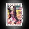 Nezuko Kamado Demon Slayer retro anime design with vibrant RGB neon sign.