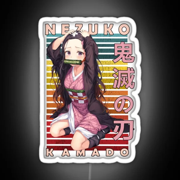 Nezuko Kamado Demon Slayer Retro Anime Design RGB Neon Sign