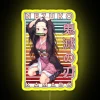 Nezuko Kamado Demon Slayer retro anime design neon sign RGB vibrant yellow.