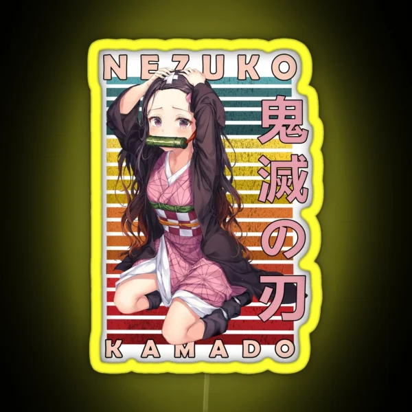 Nezuko Kamado Demon Slayer Retro Anime Design RGB Neon Sign