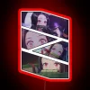 Nezuko Kamado Demon Slayer manga panel design with neon sign RGB colors