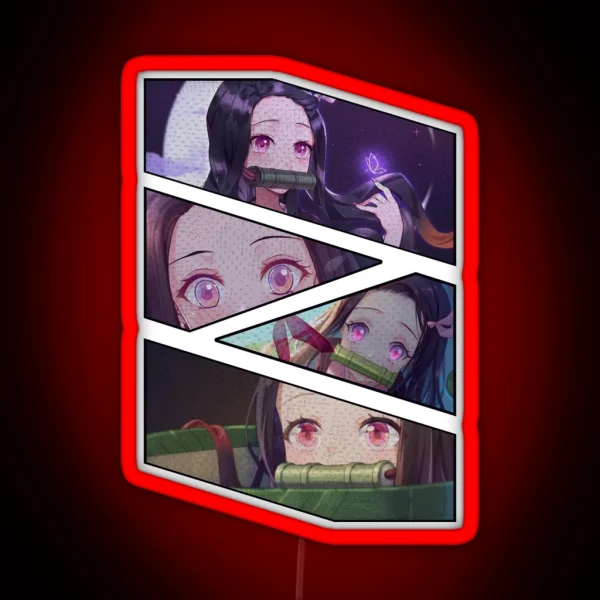 Nezuko Kamado Manga Panel Design RGB Neon Sign