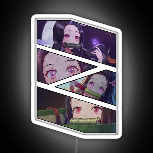Nezuko Kamado Manga Panel Design RGB Neon Sign