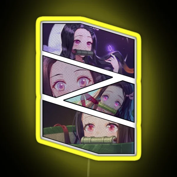 Nezuko Kamado Manga Panel Design RGB Neon Sign