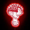 red RGB neon sign of a nibbled fly agaric
