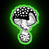 neon rgb fly nibbling on agaric mushroom green background