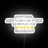 RGB neon sign encouraging 5-star ratings for Hobbylos.